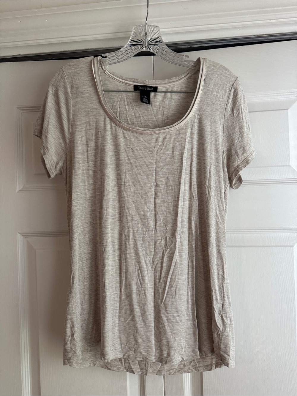 White House Black Market Neutral Gray Scoop Neck Short Sleeve Tee